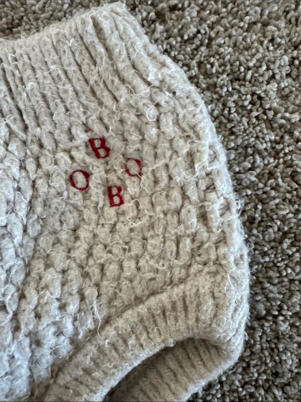 Bobo Choses Cream Knit Bloomer Shorts with Red Embroidery
